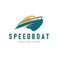 Speed boat logo design, illustration of a sports boat template, simple modern fast boat brand vector