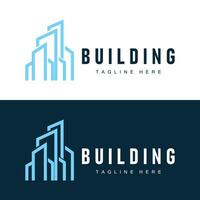 Modern City Building Logo Design, Luxurious and Simple Urban Architecture vector