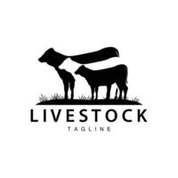 Cow Logo, Cattle Farm Vector, Silhouette Simple Minimalist Design Illustration, Symbol Template vector