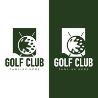 Golf club logo design and outdoor sport vector golf stick and ball template illustration