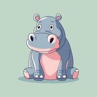 Cute hippo, cartoon animal. vector