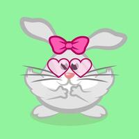 Cute rabbit with a heart. Cartoon Easter or Valentine bunny in vector