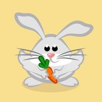 Cute rabbit with carrot. Cartoon Easter bunny in vector