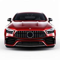 AI generated Modern city car on a white background with a shadow on the ground. photo