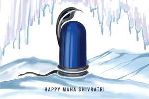 Maha shivratri festival greeting with shivling card background vector