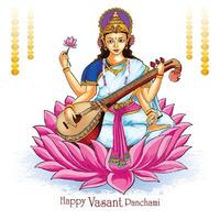 Beautiful indian festival vasant panchami card background vector