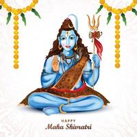 Happy maha shivratri indian traditional festival celebration card background vector