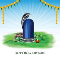 Maha shivratri festival background with shiv ling card design vector