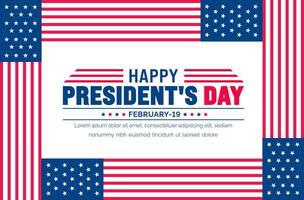 February 19 is President's Day background template with USA flag theme concept. Holiday concept. American Flag design President Day celebrated on the third Monday of February every year. vector