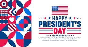 February 19 is President's Day background template with USA flag theme concept. Holiday concept. American Flag design President Day celebrated on the third Monday of February every year. vector