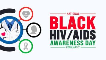 February is National Black HIV AIDS Awareness Day background template with USA flag theme concept. Holiday concept. use to background, banner, placard, card, and poster design template vector