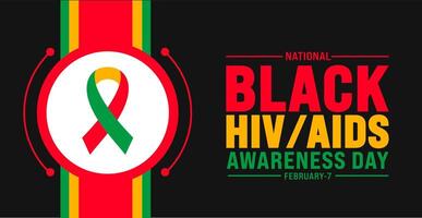 February is National Black HIV AIDS Awareness Day background template with USA flag theme concept. Holiday concept. use to background, banner, placard, card, and poster design template vector