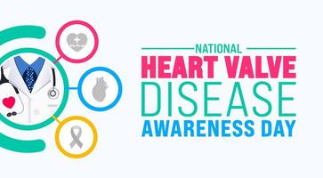 February is National Heart Valve Disease Awareness Day background template. Holiday concept. background, banner, placard, card, and poster design template with text inscription and standard color. vector