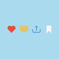 social media 3d icon set collection love, like, comment, share and save vector