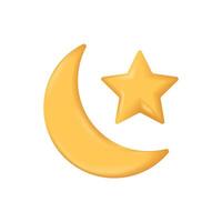 3d moon star icon element islamic vector