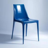 AI generated a blue plastic chair against a white background photo