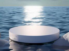 AI generated a white round object floating in the water photo