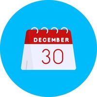 30th of December Flat Circle Icon vector