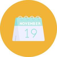 19th of November Flat Circle Icon vector