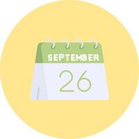 26th of September Flat Circle Icon vector