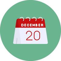 20th of December Flat Circle Icon vector