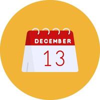 13th of December Flat Circle Icon vector