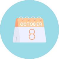 8th of October Flat Circle Icon vector