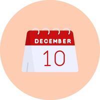 10th of December Flat Circle Icon vector