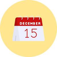 15th of December Flat Circle Icon vector