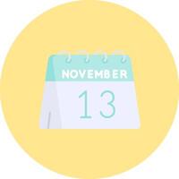 13th of November Flat Circle Icon vector