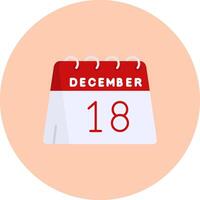 18th of December Flat Circle Icon vector