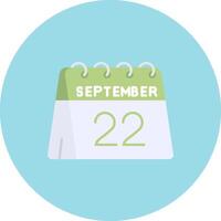 22nd of September Flat Circle Icon vector