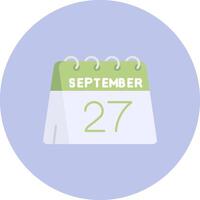 27th of September Flat Circle Icon vector