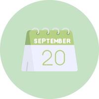 20th of September Flat Circle Icon vector