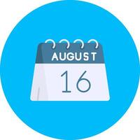 16th of August Flat Circle Icon vector