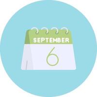 6th of September Flat Circle Icon vector