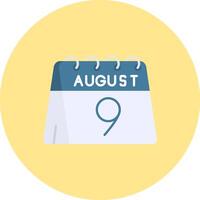 9th of August Flat Circle Icon vector