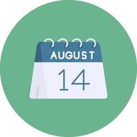 14th of August Flat Circle Icon vector