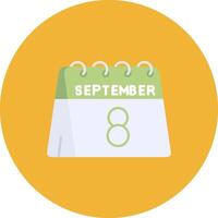 8th of September Flat Circle Icon vector