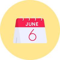 6th of June Flat Circle Icon vector