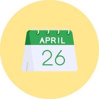 26th of April Flat Circle Icon vector