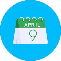 9th of April Flat Circle Icon vector