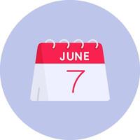 7th of June Flat Circle Icon vector