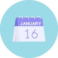 16th of January Flat Circle Icon vector