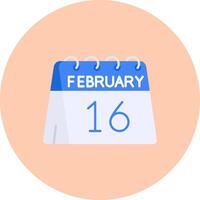 16th of February Flat Circle Icon vector