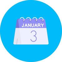 3rd of January Flat Circle Icon vector
