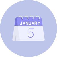 5th of January Flat Circle Icon vector