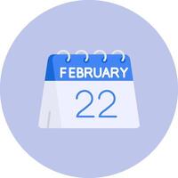 22 de febrero plano circulo icono vector