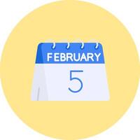 5th of February Flat Circle Icon vector