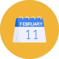 11th of February Flat Circle Icon vector